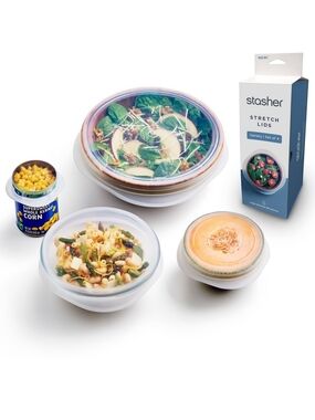 Stasher Stretch Lids Set - Clear/Silver Stretch Bowl Covers